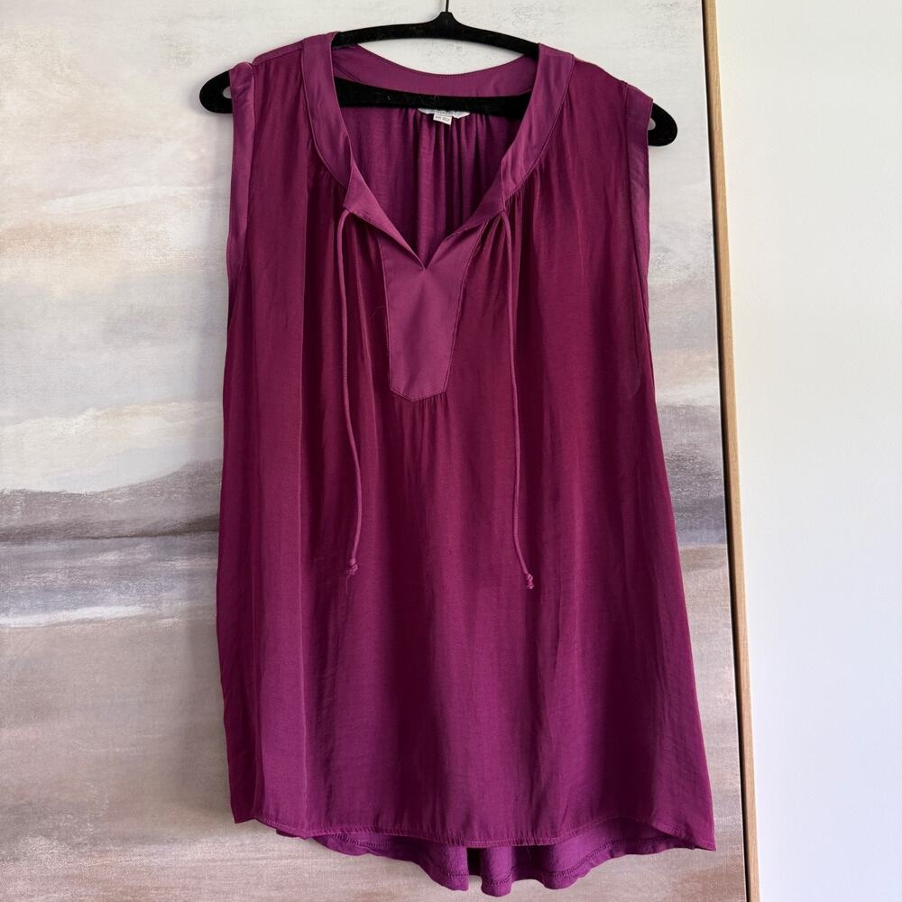Sweet Grey Womens Tank Size Small Red Tie Front Flowy Soft Classic Comfort